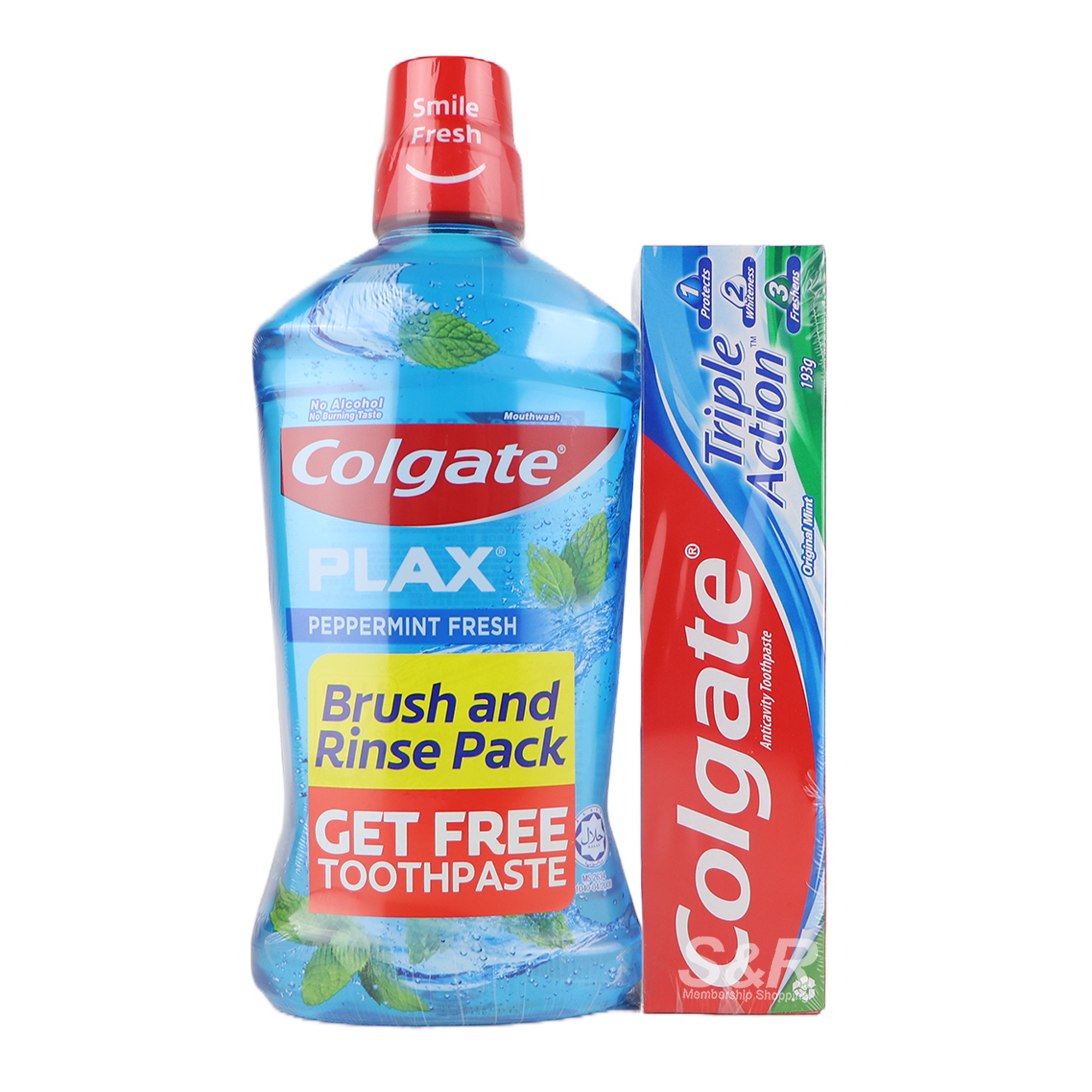 Colgate Plax Peppermint 1L + Triple Action Toothpaste 193g